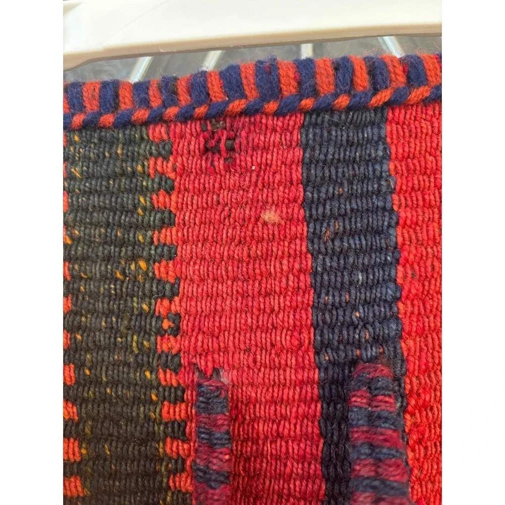 Vintage‎ Handwoven Wool Kilim Wall Hanging Tribal Tassel Tapestry Red Orange